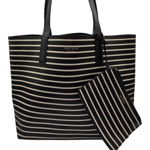 Kate‎ Spade New York Striped Tote Bag with Matching Pouch